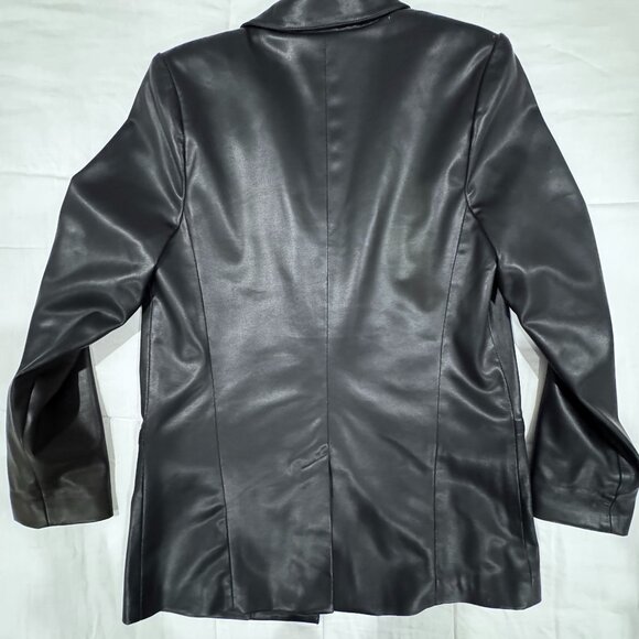 Open Edit Faux Leather Blazer - Black - XXS - Picture 5 of 6